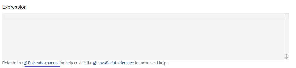 Clicking the "Rulecube manual" link will open the Manual in a new window.